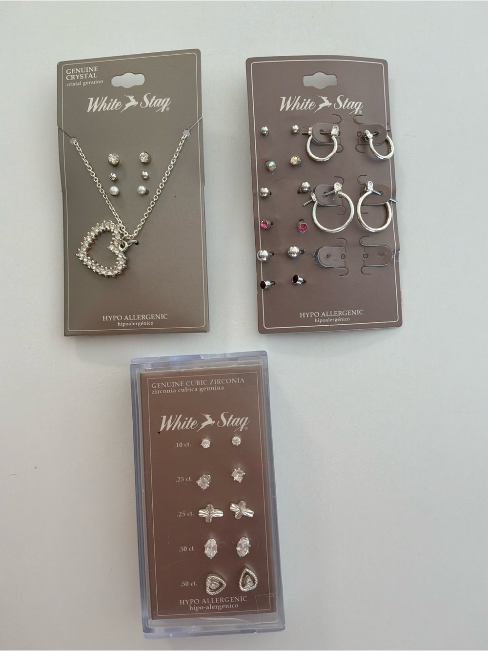 White Stag Silver-Tone Earring Set with Mixed Studs and Hoops